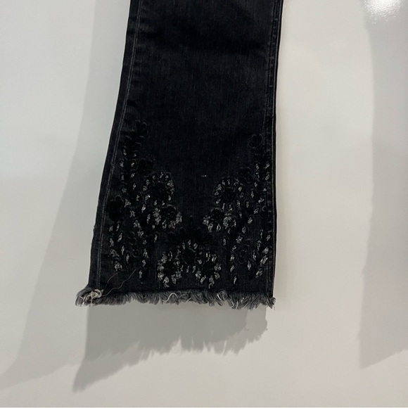 Rag & Bone 10 inch Crop Flare Black Embroidered Jeans - Picture 6 of 12